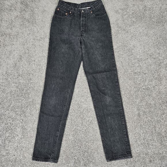 Vtg Levis 501 XX Jeans Women 7 Faded Black Straight Leg Grunge 90s Made in USA - Picture 1 of 16